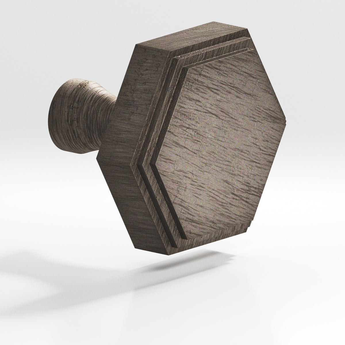 Colonial Bronze 626 Stepped Hexagonal Knob with Flared Post, 1 in - Distressed Pewter