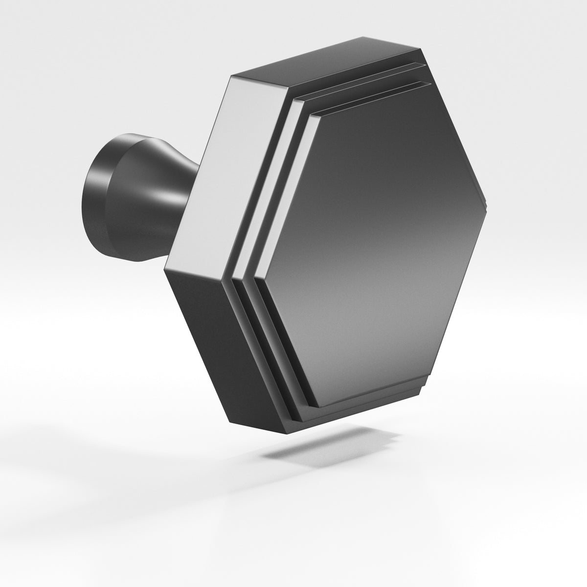 Colonial Bronze 626 Stepped Hexagonal Knob with Flared Post, 1 in - Matte Graphite