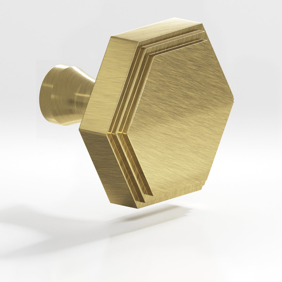 Colonial Bronze 626 Stepped Hexagonal Knob with Flared Post, 1 in - Antique Brass