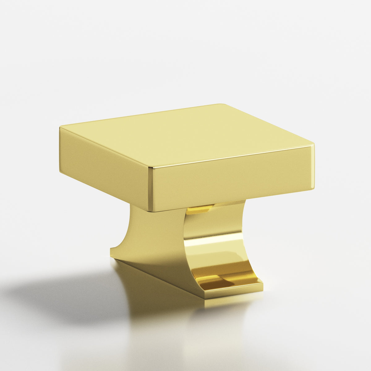 Colonial Bronze 735 Square Knob with Flared Rectangular Post, 1-1/2 in - Polished Brass