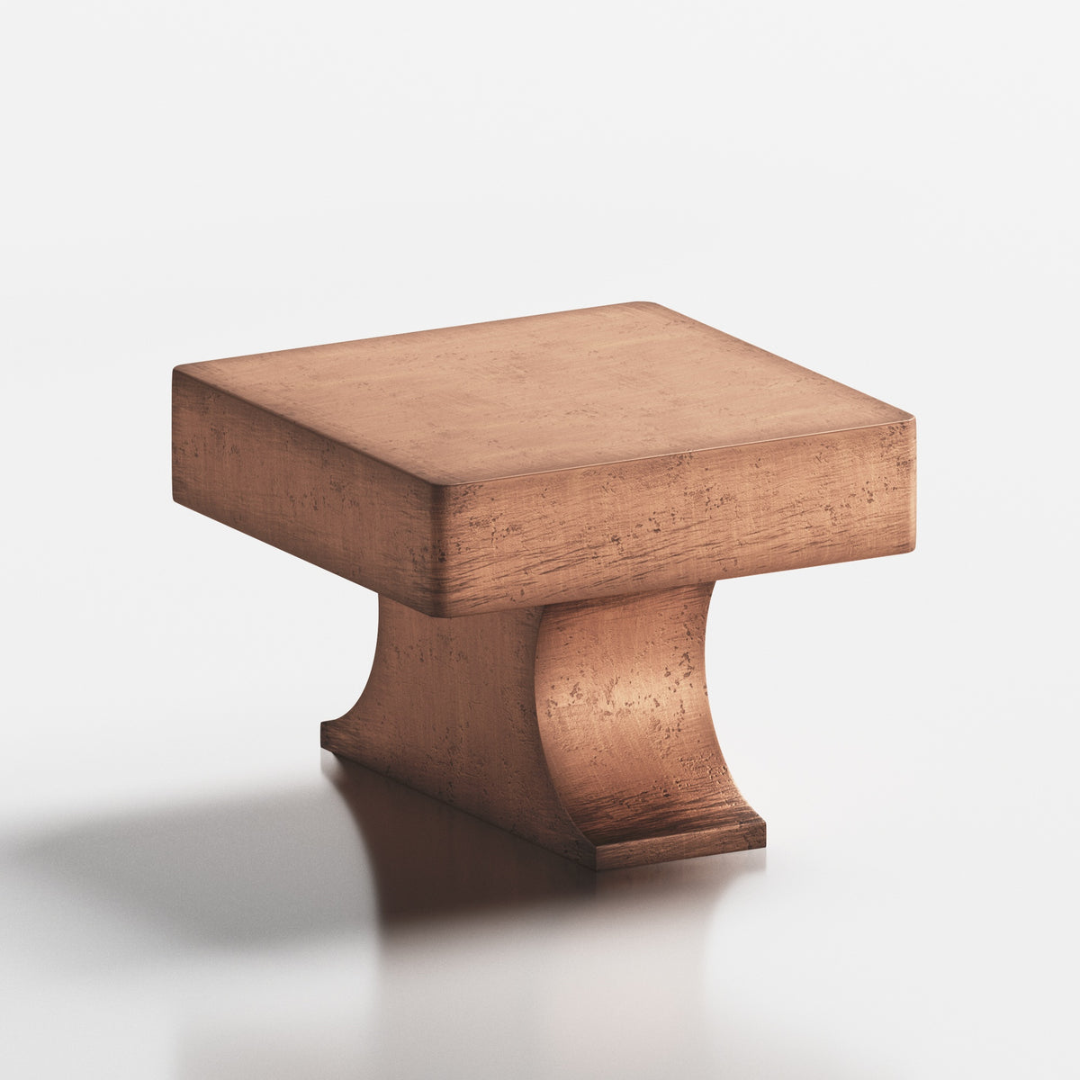 Colonial Bronze 735 Square Knob with Flared Rectangular Post, 1-1/2 in - Distressed Antique Copper
