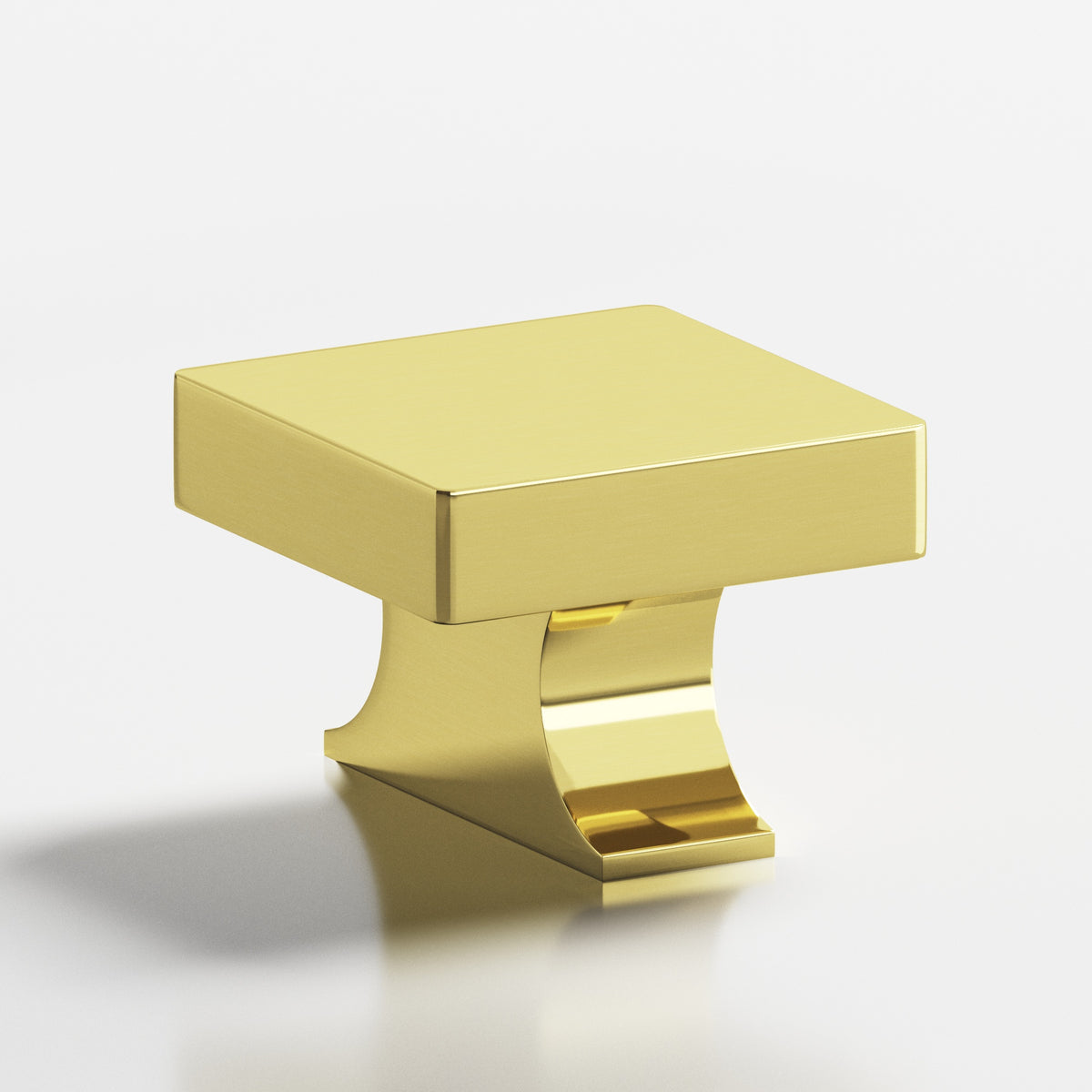 Colonial Bronze 735 Square Knob with Flared Rectangular Post, 1-1/2 in - Unlacquered Polished Brass