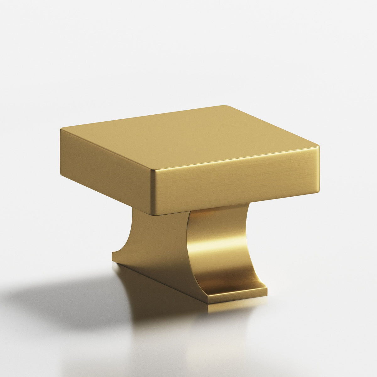 Colonial Bronze 735 Square Knob with Flared Rectangular Post, 1-1/2 in - Satin Brass
