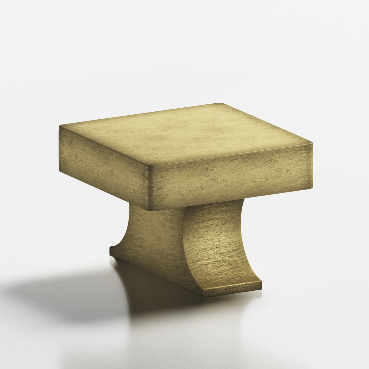 Colonial Bronze 735 Square Knob with Flared Rectangular Post, 1-1/2 in - Distressed Antique Brass