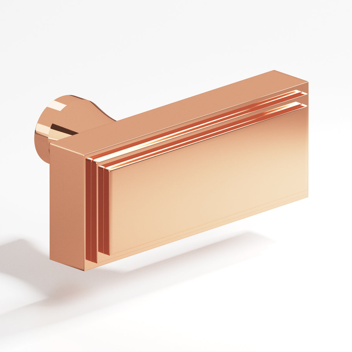 Colonial Bronze 940 Stepped Rectangular T-Knob with Flared Post, 2 in - Polished Copper