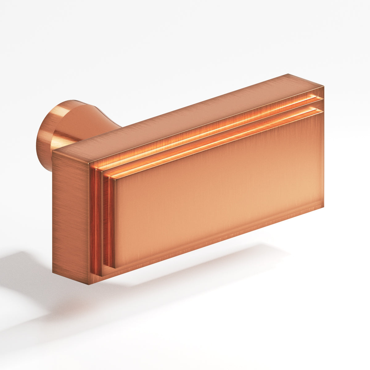 Colonial Bronze 940 Stepped Rectangular T-Knob with Flared Post, 2 in - Antique Copper