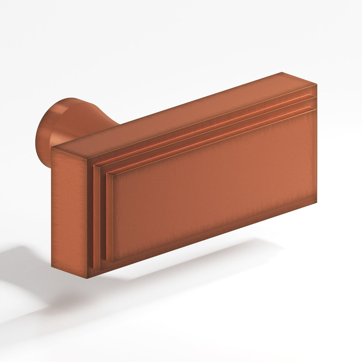 Colonial Bronze 940 Stepped Rectangular T-Knob with Flared Post, 2 in - Matte Antique Copper