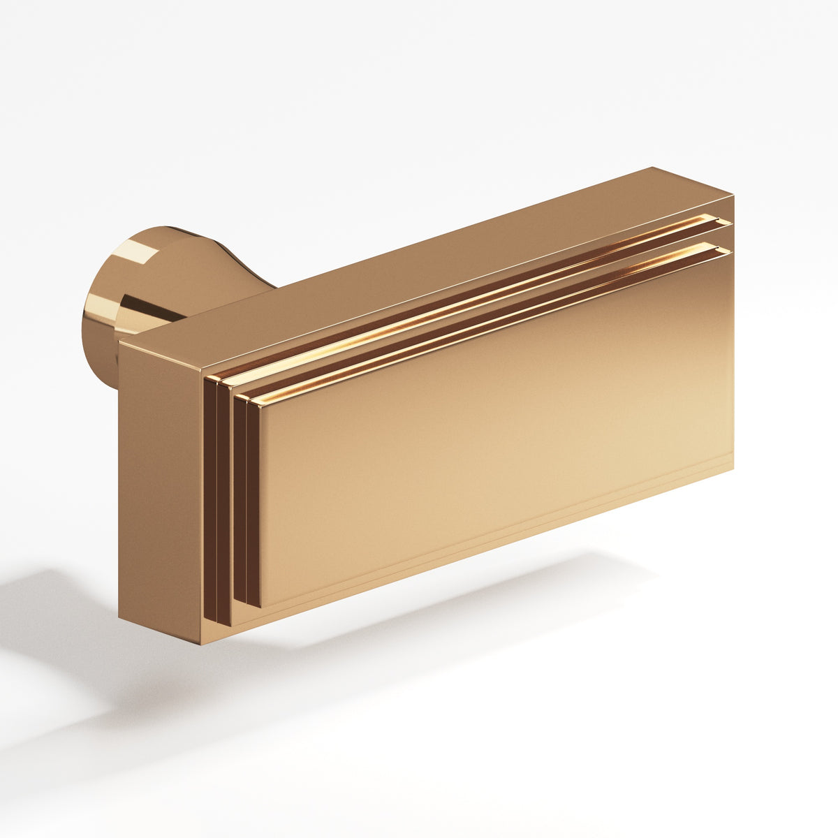 Colonial Bronze 940 Stepped Rectangular T-Knob with Flared Post, 2 in - Polished Bronze