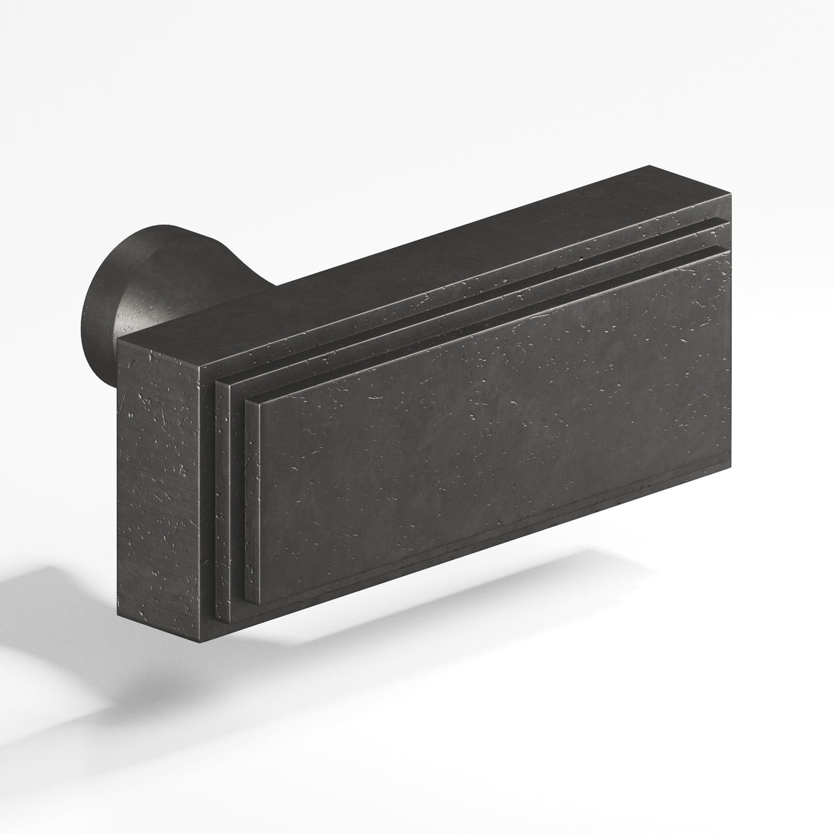 Colonial Bronze 940 Stepped Rectangular T-Knob with Flared Post, 2 in - Distressed Satin Black