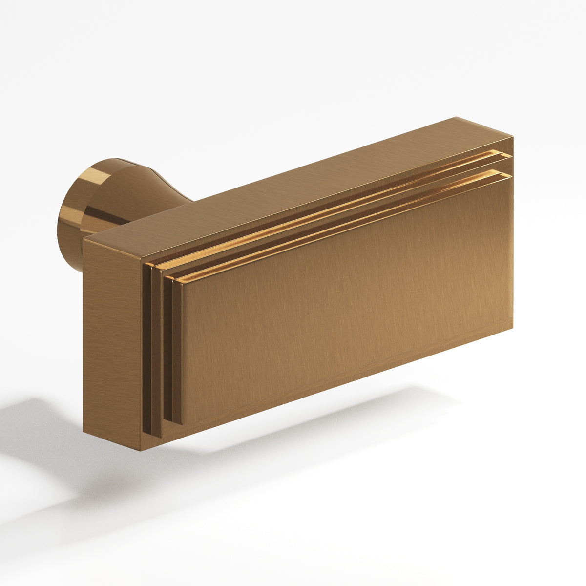 Colonial Bronze 940 Stepped Rectangular T-Knob with Flared Post, 2 in - Light Statuary Bronze