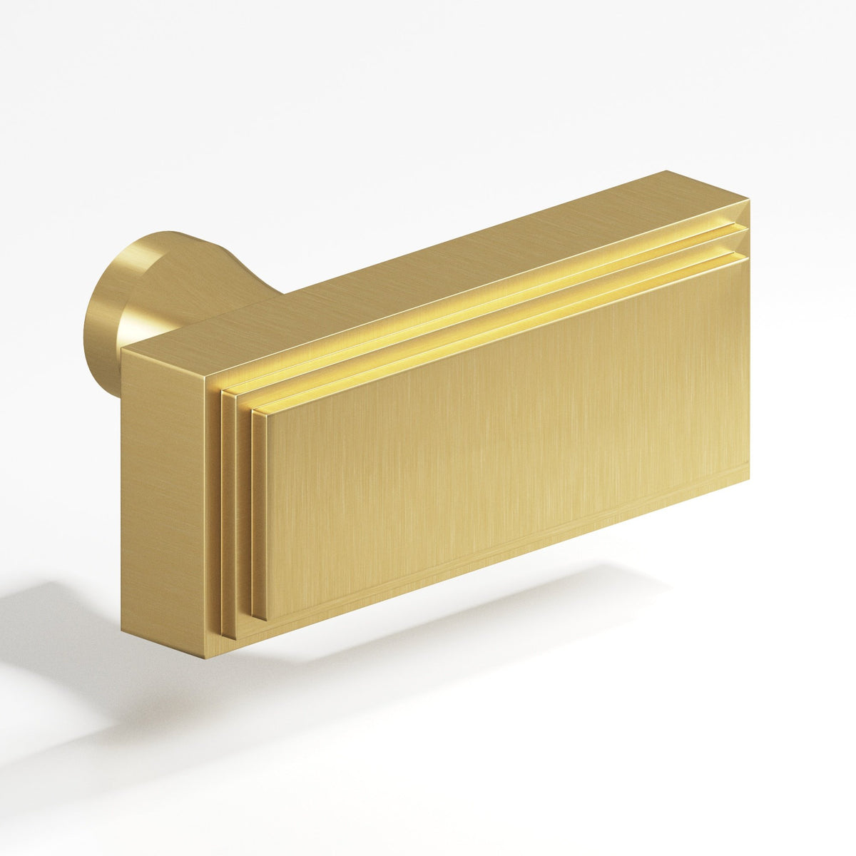 Colonial Bronze 940 Stepped Rectangular T-Knob with Flared Post, 2 in - Satin Brass