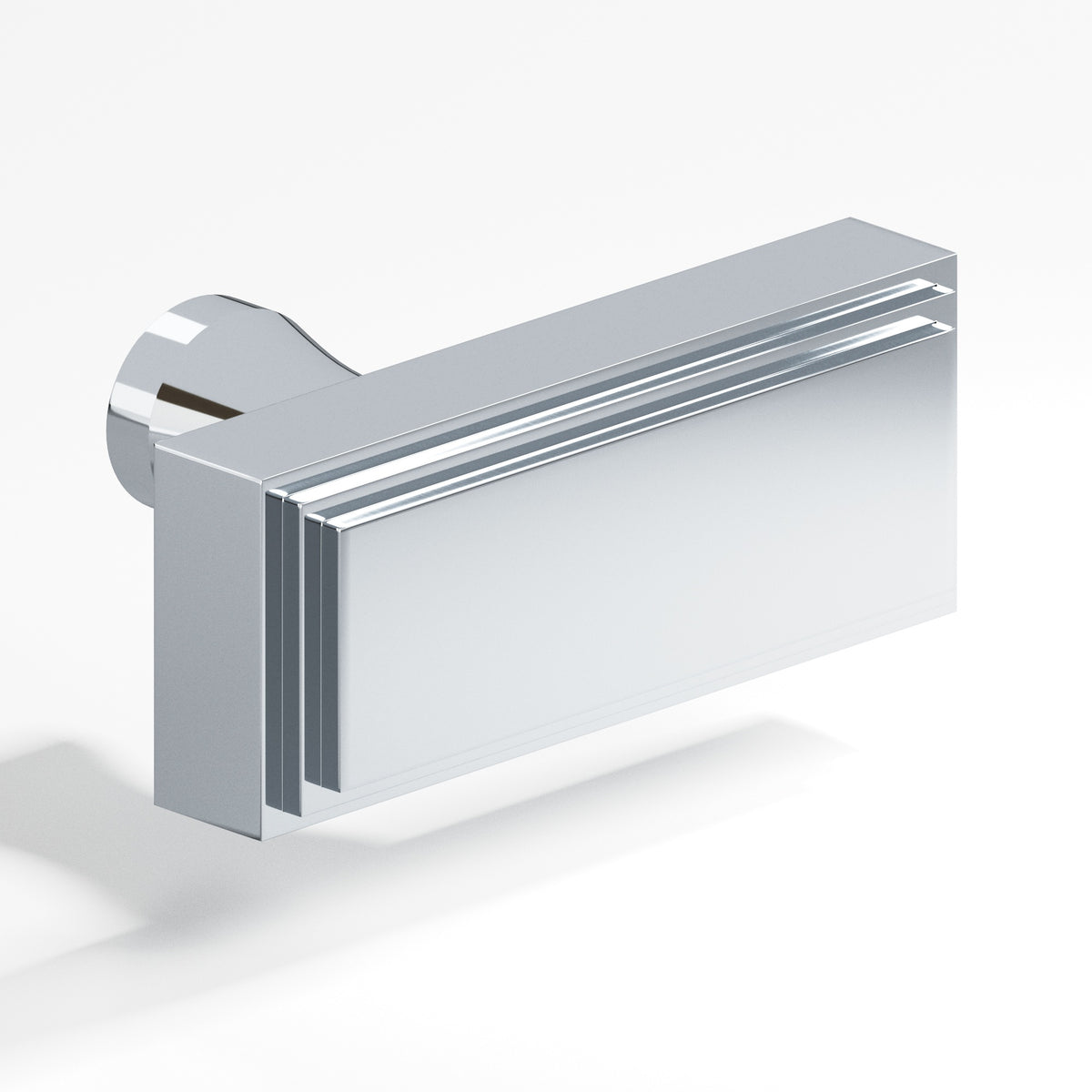 Colonial Bronze 940 Stepped Rectangular T-Knob with Flared Post, 2 in - Polished Chrome