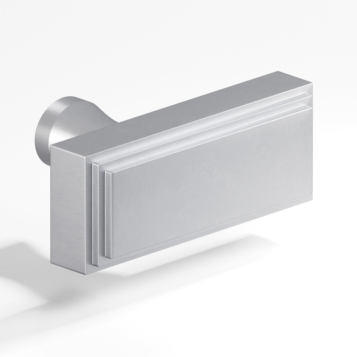 Colonial Bronze 940 Stepped Rectangular T-Knob with Flared Post, 2 in - Matte Satin Chrome