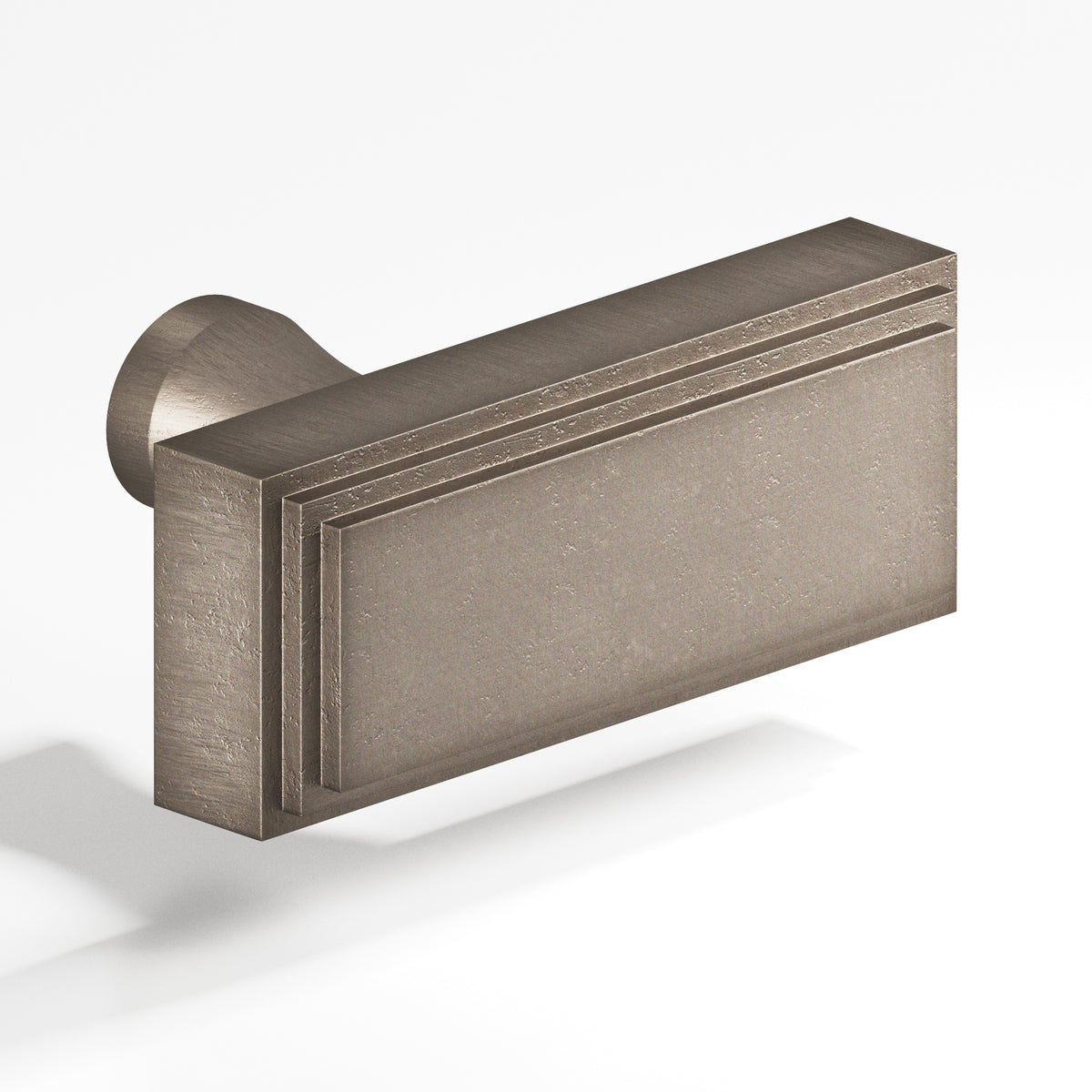 Colonial Bronze 940 Stepped Rectangular T-Knob with Flared Post, 2 in - Distressed Pewter