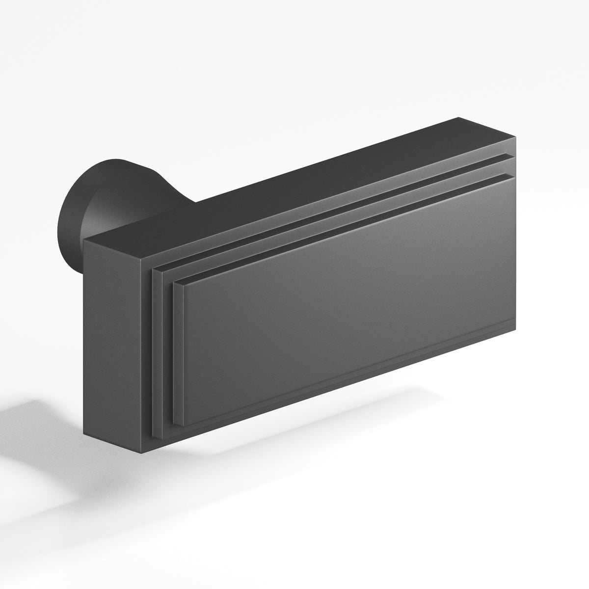 Colonial Bronze 940 Stepped Rectangular T-Knob with Flared Post, 2 in - Matte Graphite