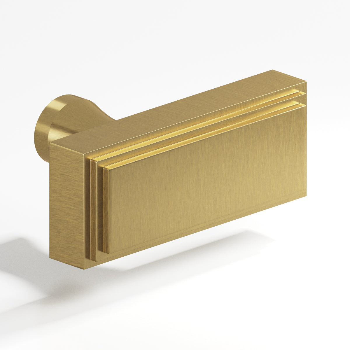 Colonial Bronze 940 Stepped Rectangular T-Knob with Flared Post, 2 in - Antique Brass