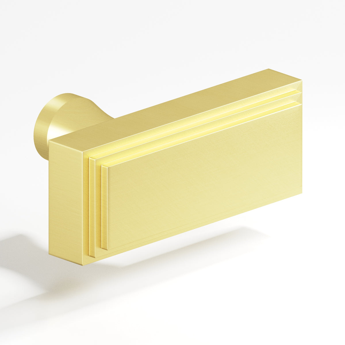 Colonial Bronze 940 Stepped Rectangular T-Knob with Flared Post, 2 in - Matte Satin Brass