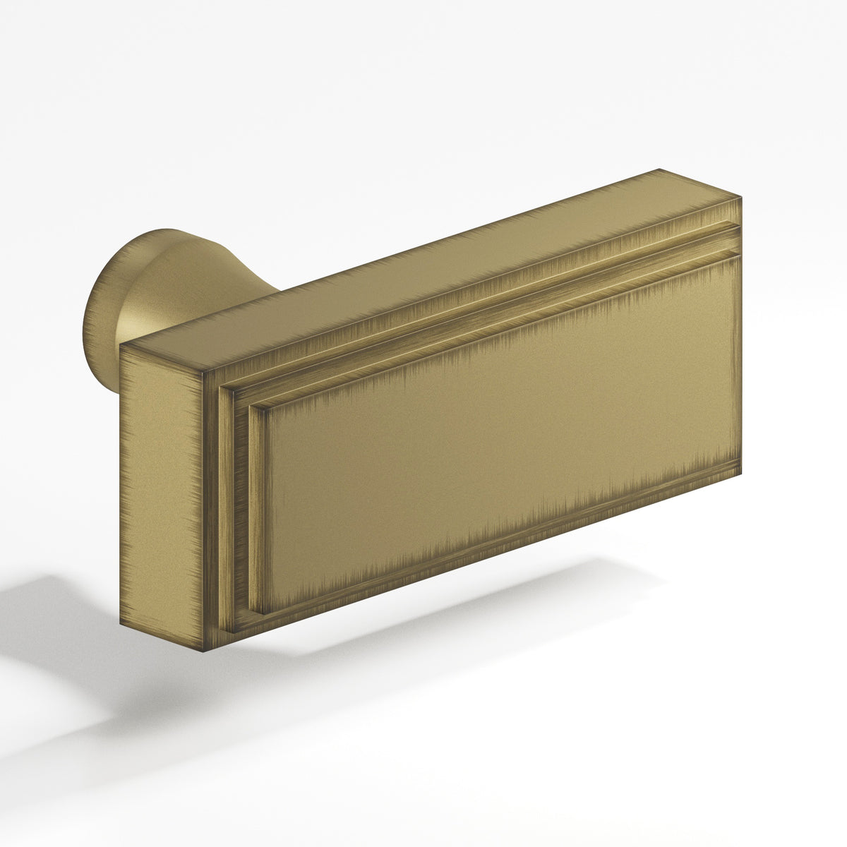 Colonial Bronze 940 Stepped Rectangular T-Knob with Flared Post, 2 in - Matte Antique Satin Brass