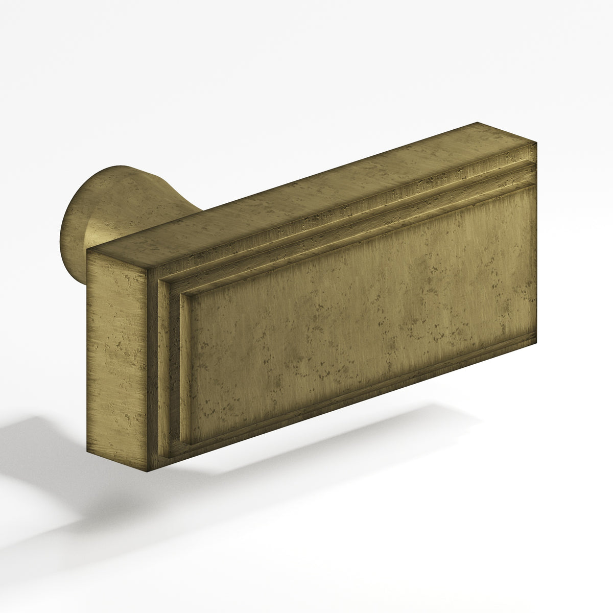 Colonial Bronze 940 Stepped Rectangular T-Knob with Flared Post, 2 in - Distressed Antique Brass