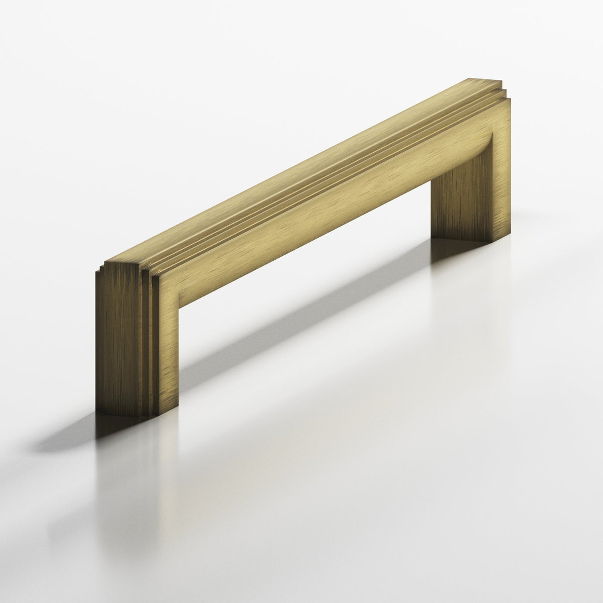 Colonial Bronze 945 Stepped Square Pull with Rounded Back, 7/16 x 1/2 in Cross Section - Matte Antique Satin Brass