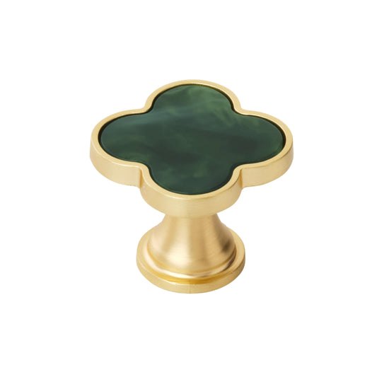 Amerock Accents Knob - 1-1/4 inch (32mm) Length - Gold/Emerald Green