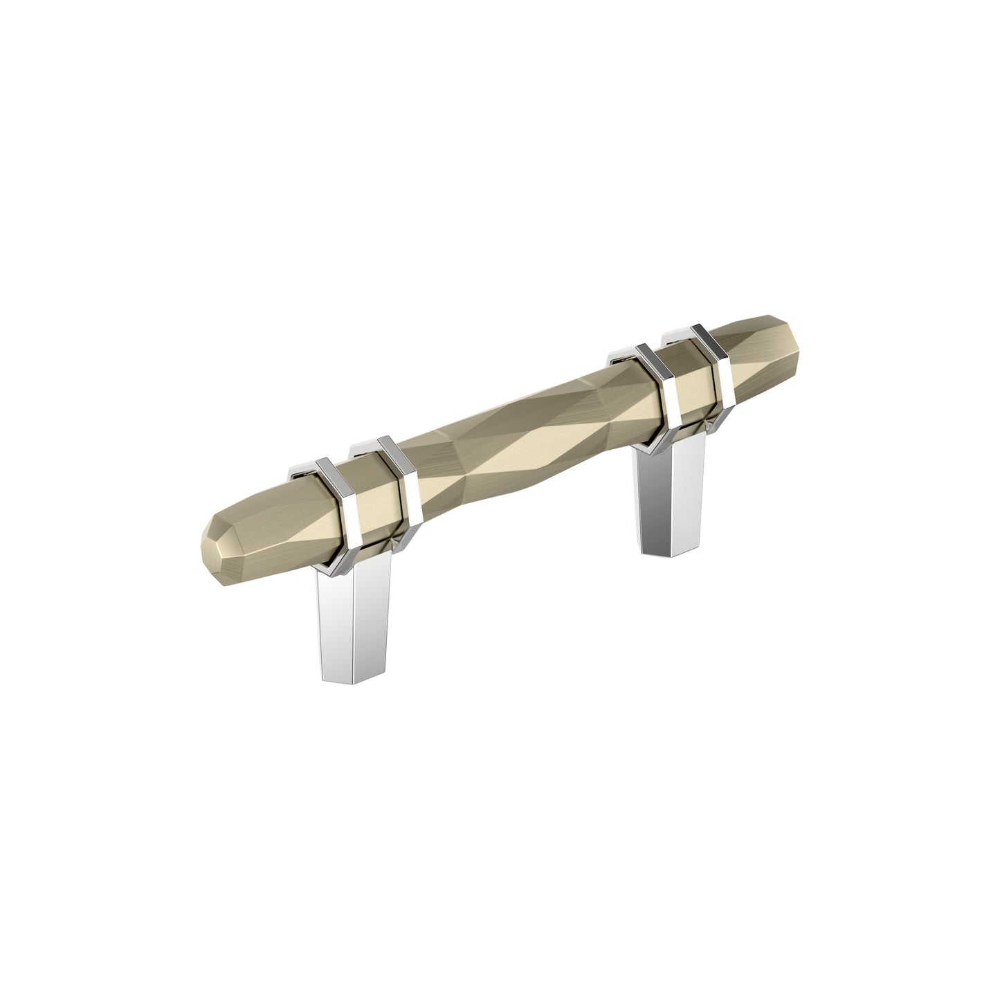 Amerock London Pull - 3 inch (76mm) CTC - Golden Champagne/Polished Chrome