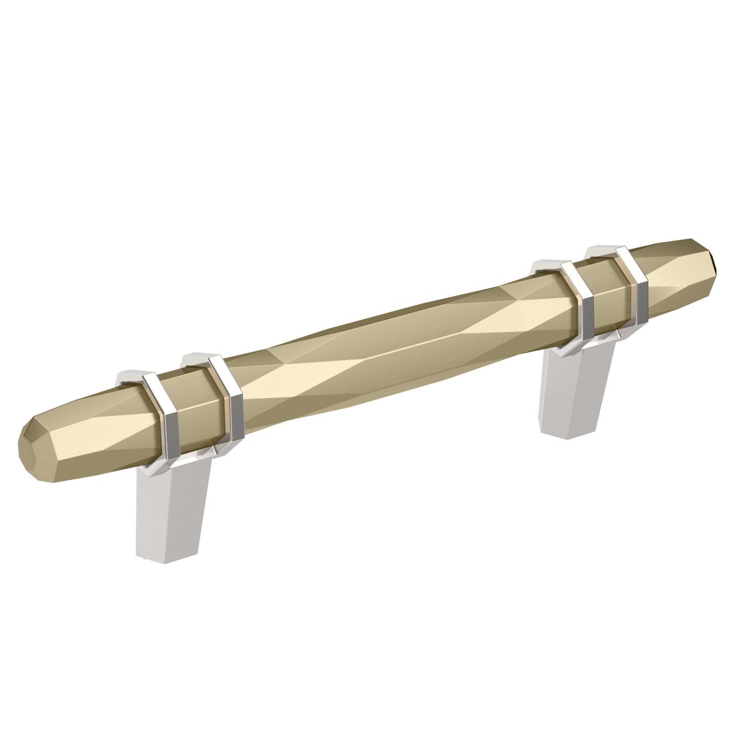 Amerock London Pull - 3-3/4 inch (96mm) CTC - Golden Champagne/Polished Chrome