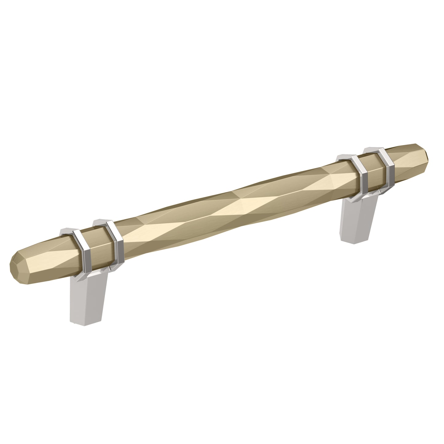 Amerock London Pull - 5-1/16 inch (128mm) CTC - Golden Champagne/Polished Chrome