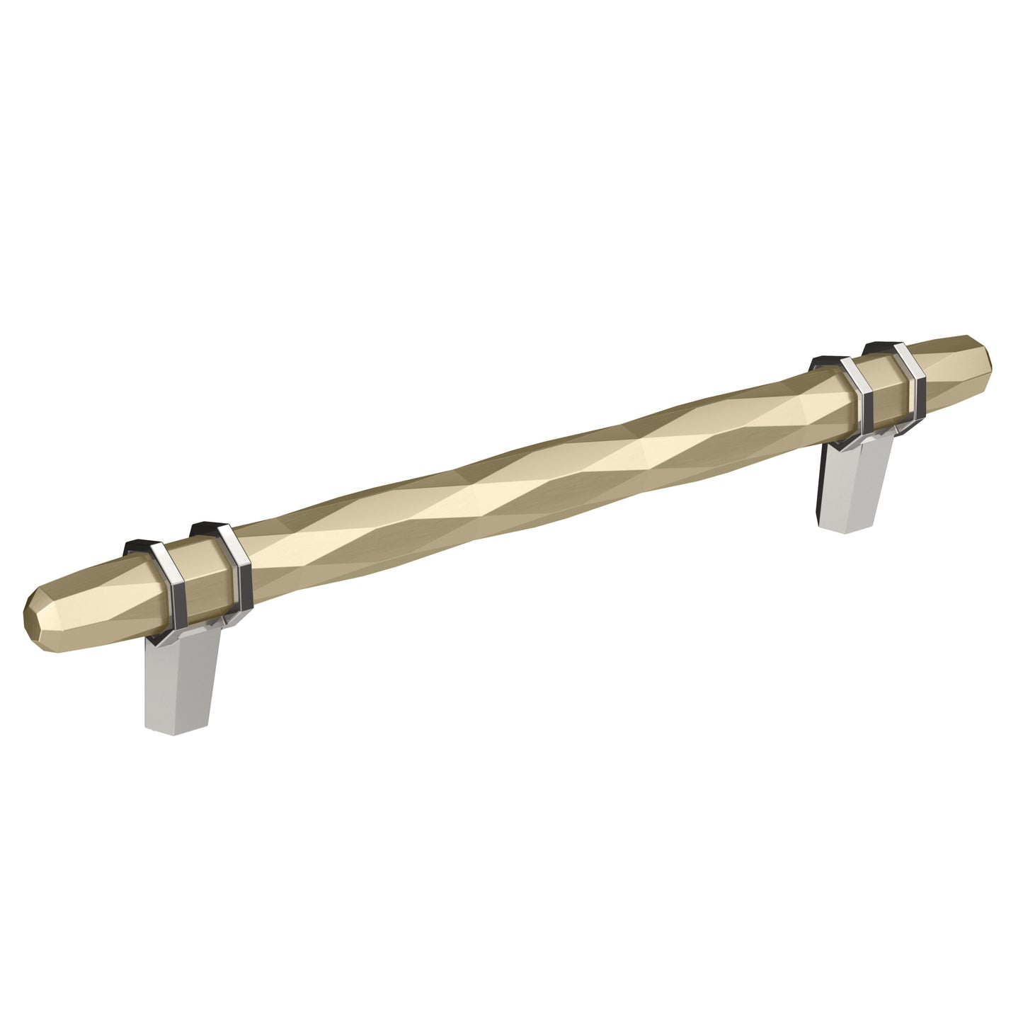 Amerock London Pull - 6-5/16 inch (160mm) CTC - Golden Champagne/Polished Chrome