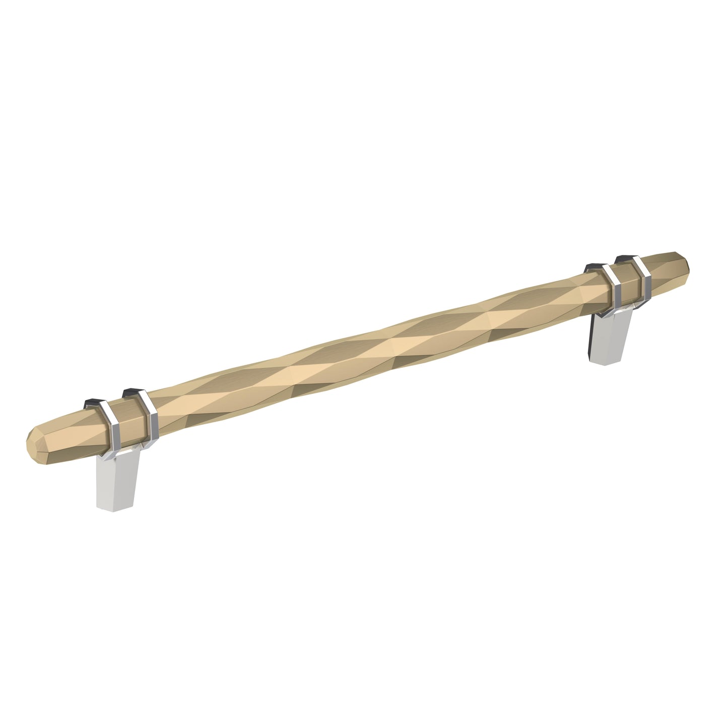Amerock London Pull - 8 inch (203mm) CTC - Golden Champagne/Polished Chrome