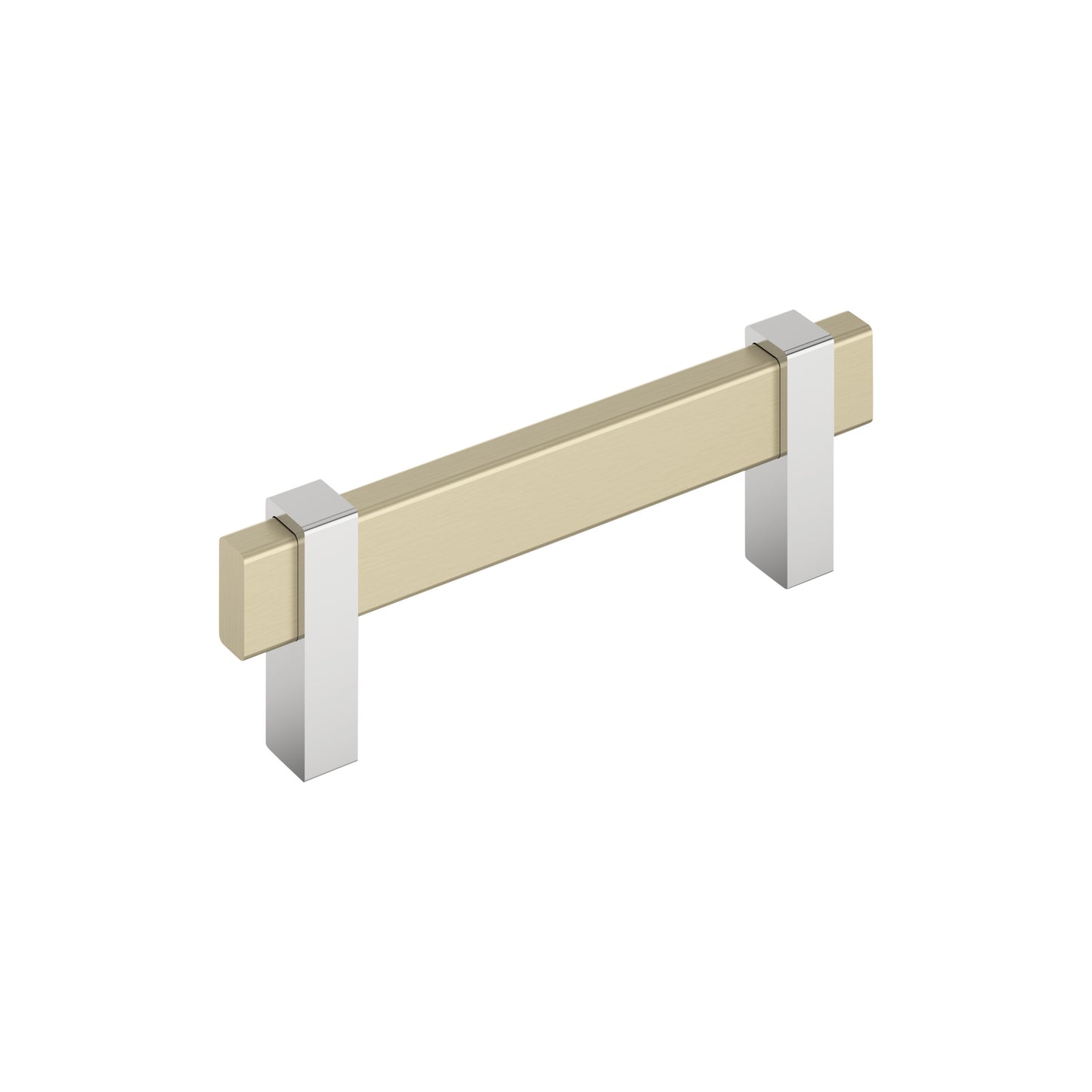Amerock Mulino Pull - 3-3/4 inch (96mm) CTC - Golden Champagne/Polished Chrome