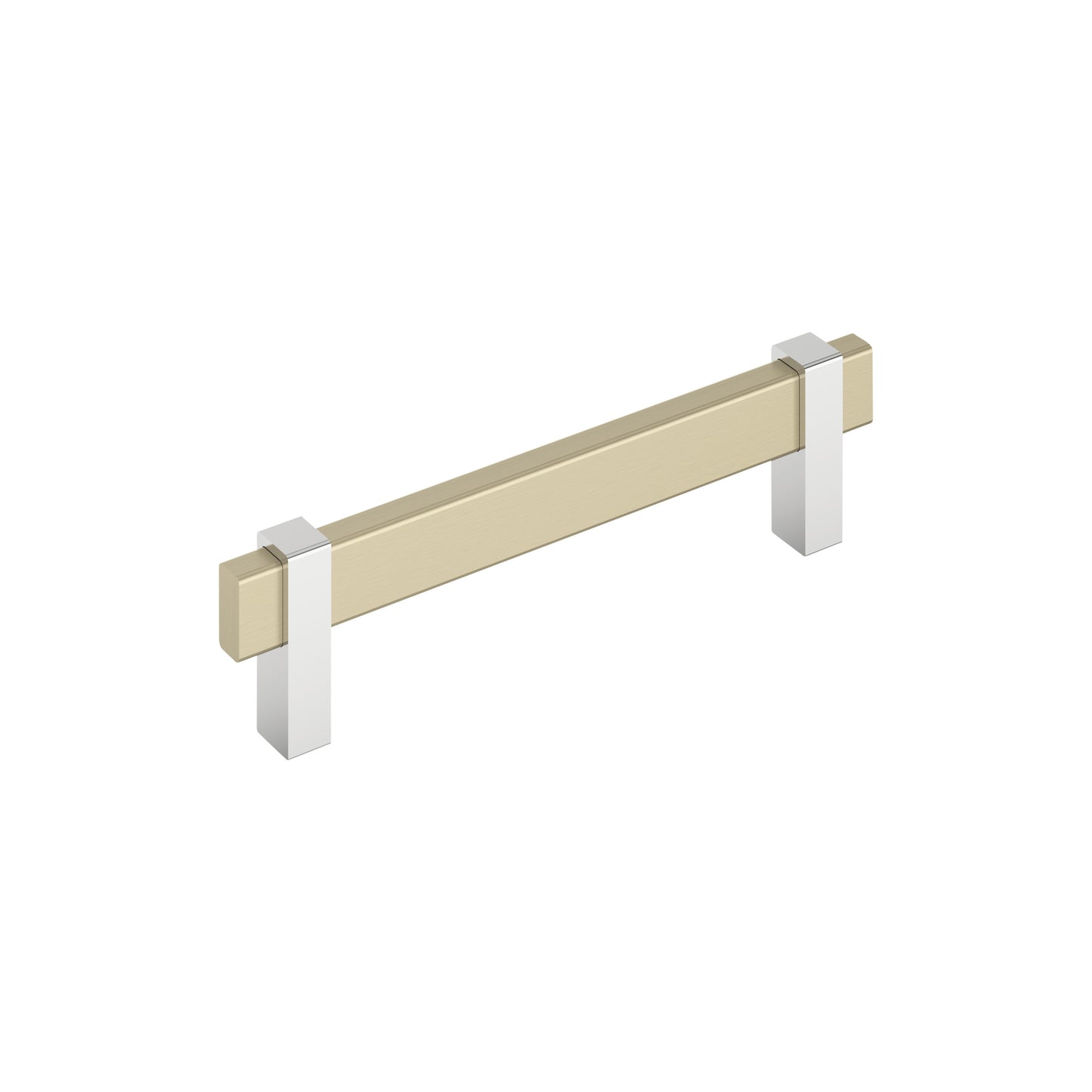 Amerock Mulino Pull - 5-1/16 inch (128mm) CTC - Golden Champagne/Polished Chrome