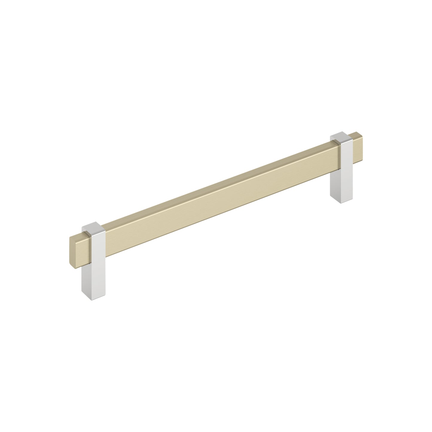 Amerock Mulino Pull - 7-9/16 inch (192mm) CTC - Golden Champagne/Polished Chrome