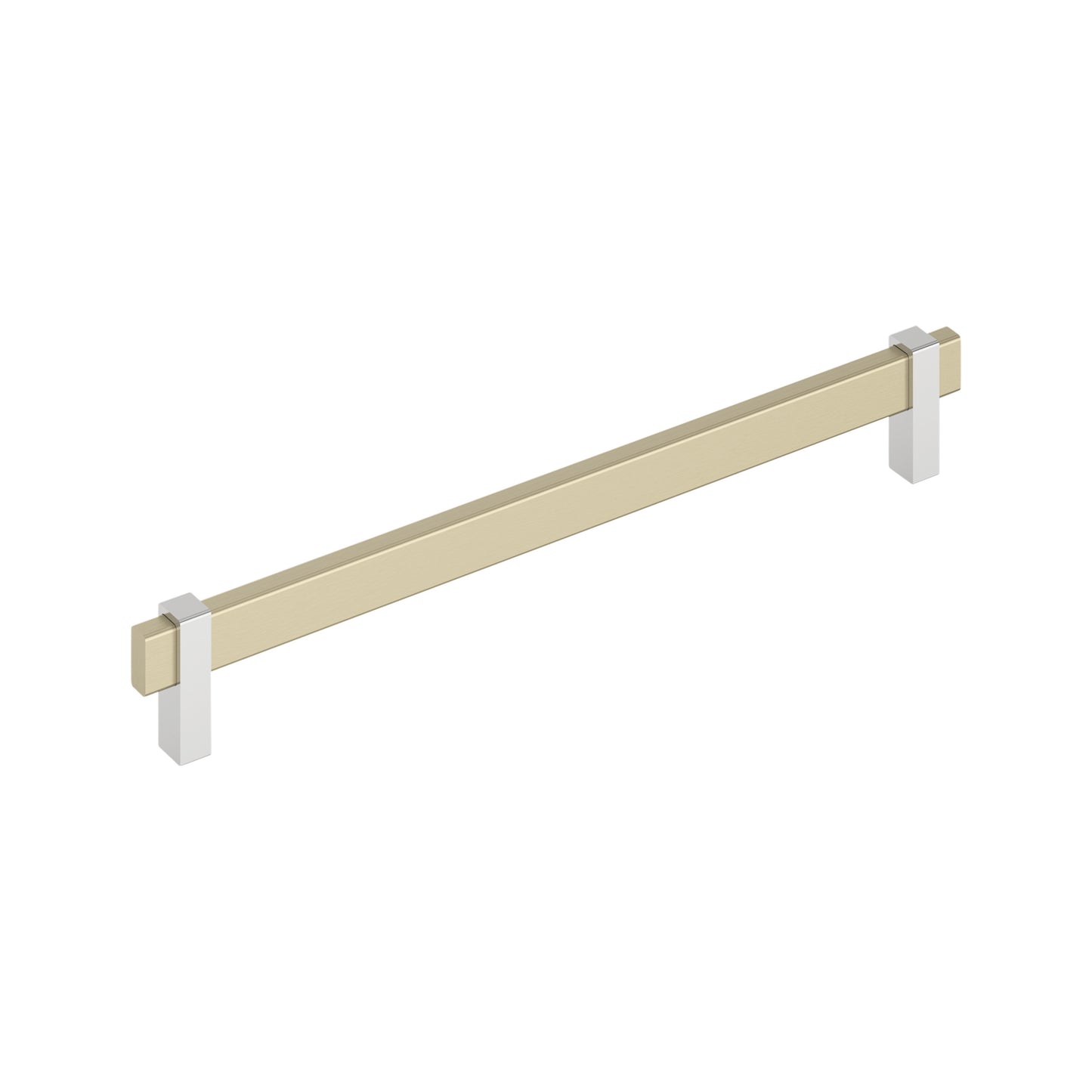 Amerock Mulino Pull - 10-1/16 inch (256mm) CTC - Golden Champagne/Polished Chrome