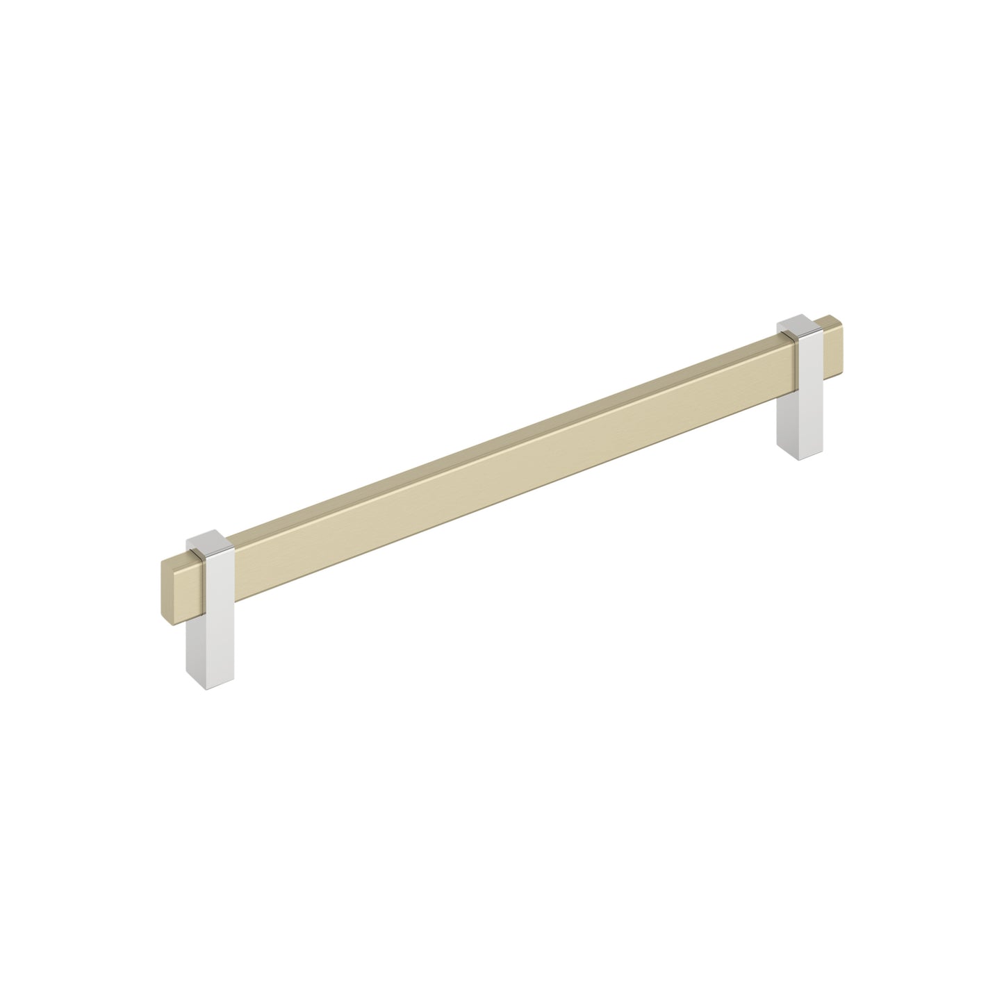 Amerock Mulino Pull - 8-13/16 inch (224mm) CTC - Golden Champagne/Polished Chrome