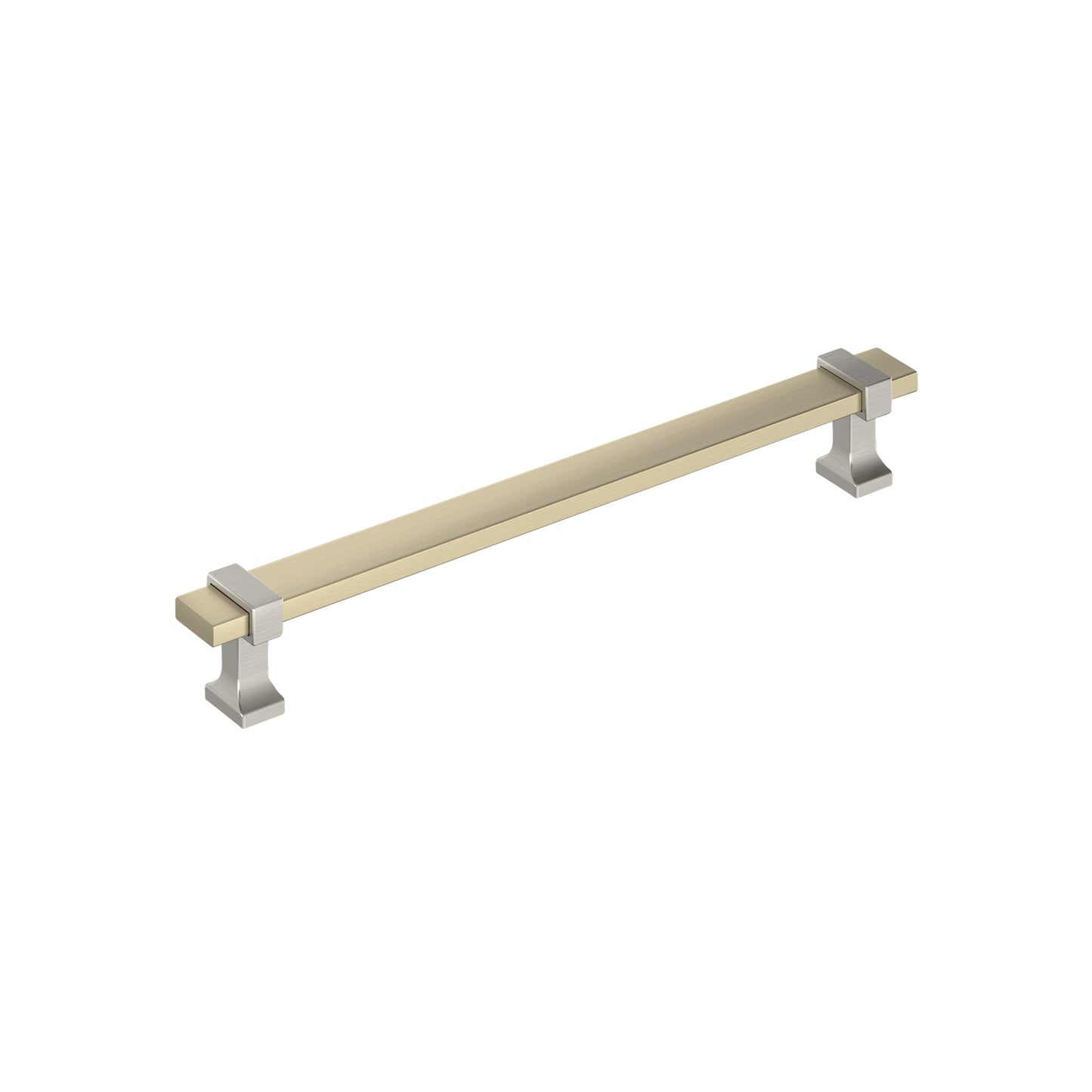 Amerock Overton Pull - 7-9/16 inch (192mm) CTC - Golden Champagne/Satin Nickel