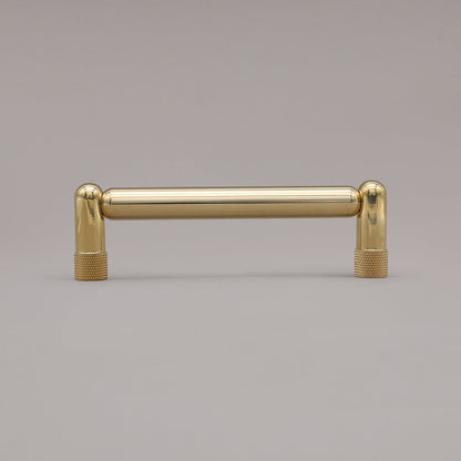 Hapny Knurled Cabinet Pull - 4 in (101.6mm) - Unlacquered Polished Brass
