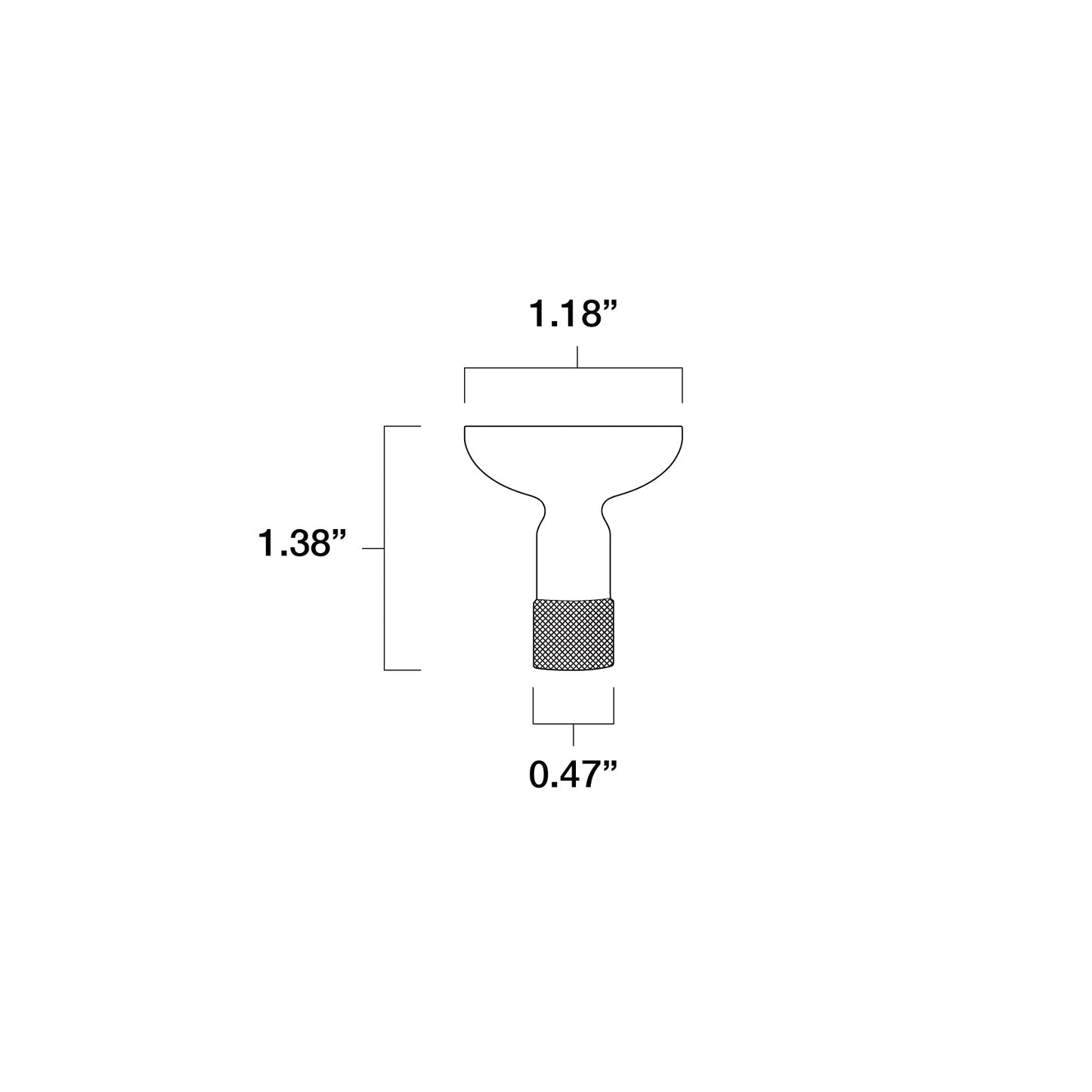 Dimensions Knurled Knob.
