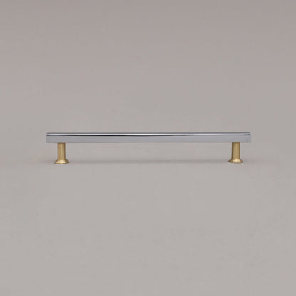 Hapny Mod Cabinet Pull - 8 in (203.2mm) - Polished Chrome / Satin Brass