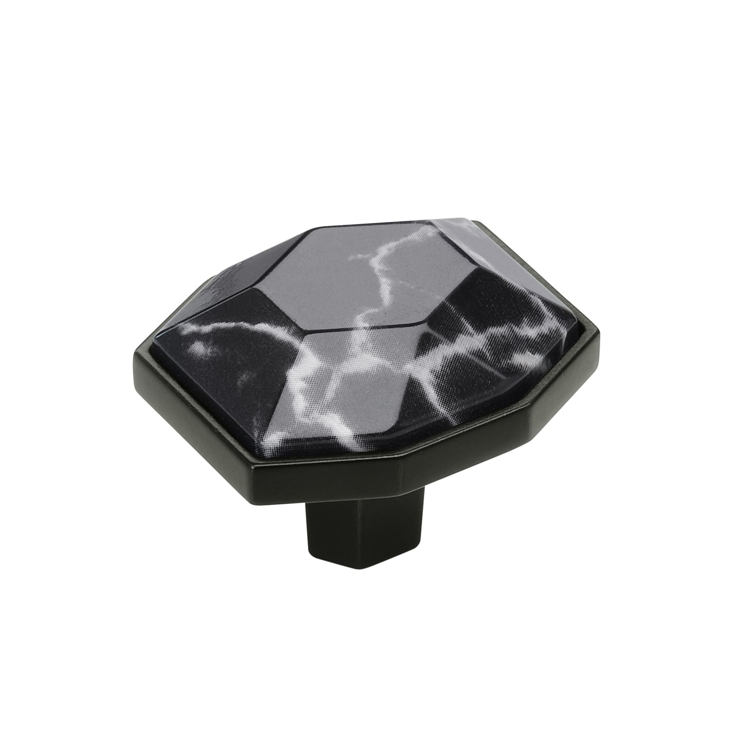 Amerock Carrione Knob - 1-5/8 inch (41mm) Length - Marble Black/Black Bronze