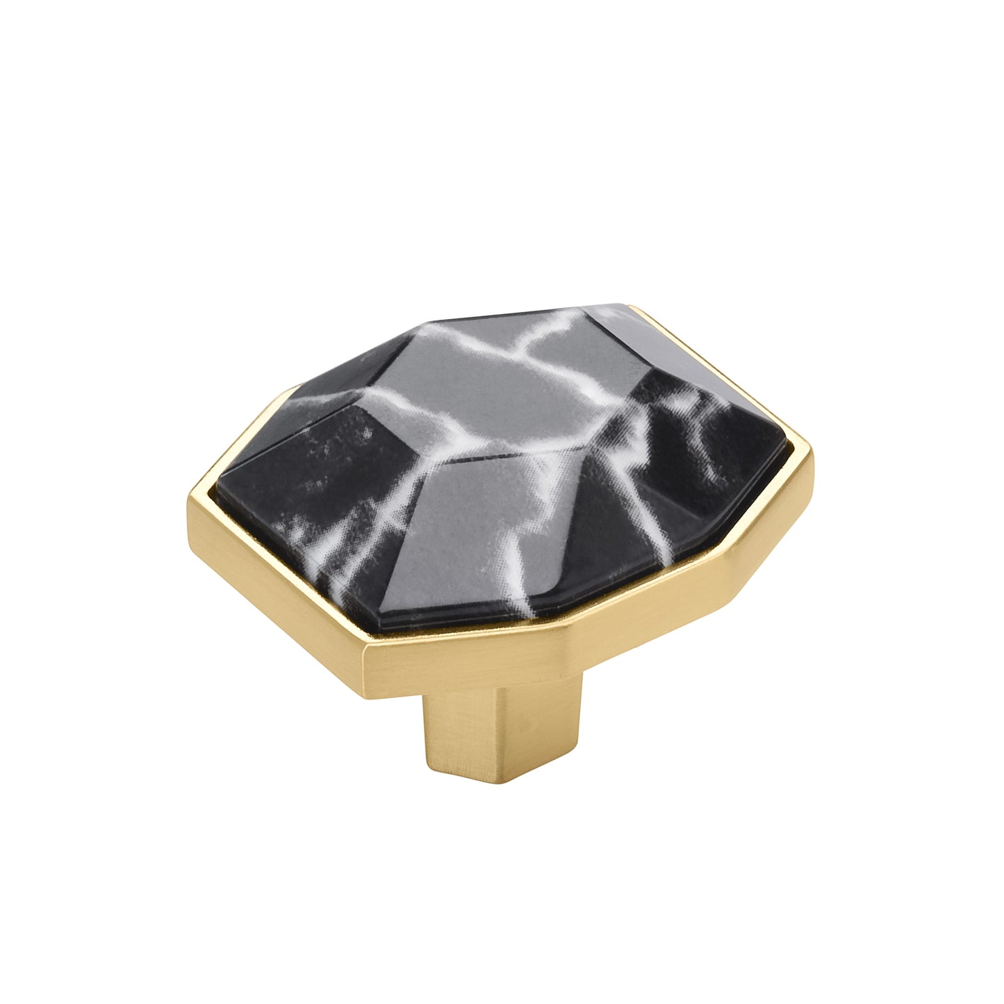 Amerock Carrione Knob - 1-5/8 inch (41mm) Length - Marble Black/Champagne Bronze