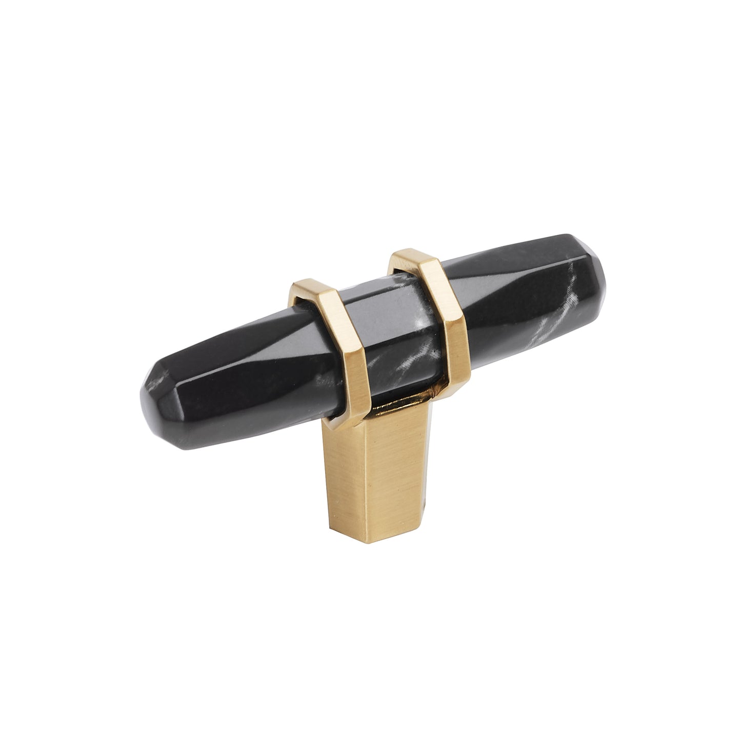 Amerock Carrione Knob - 2-1/2 inch (64mm) Length - Marble Black/Champagne Bronze