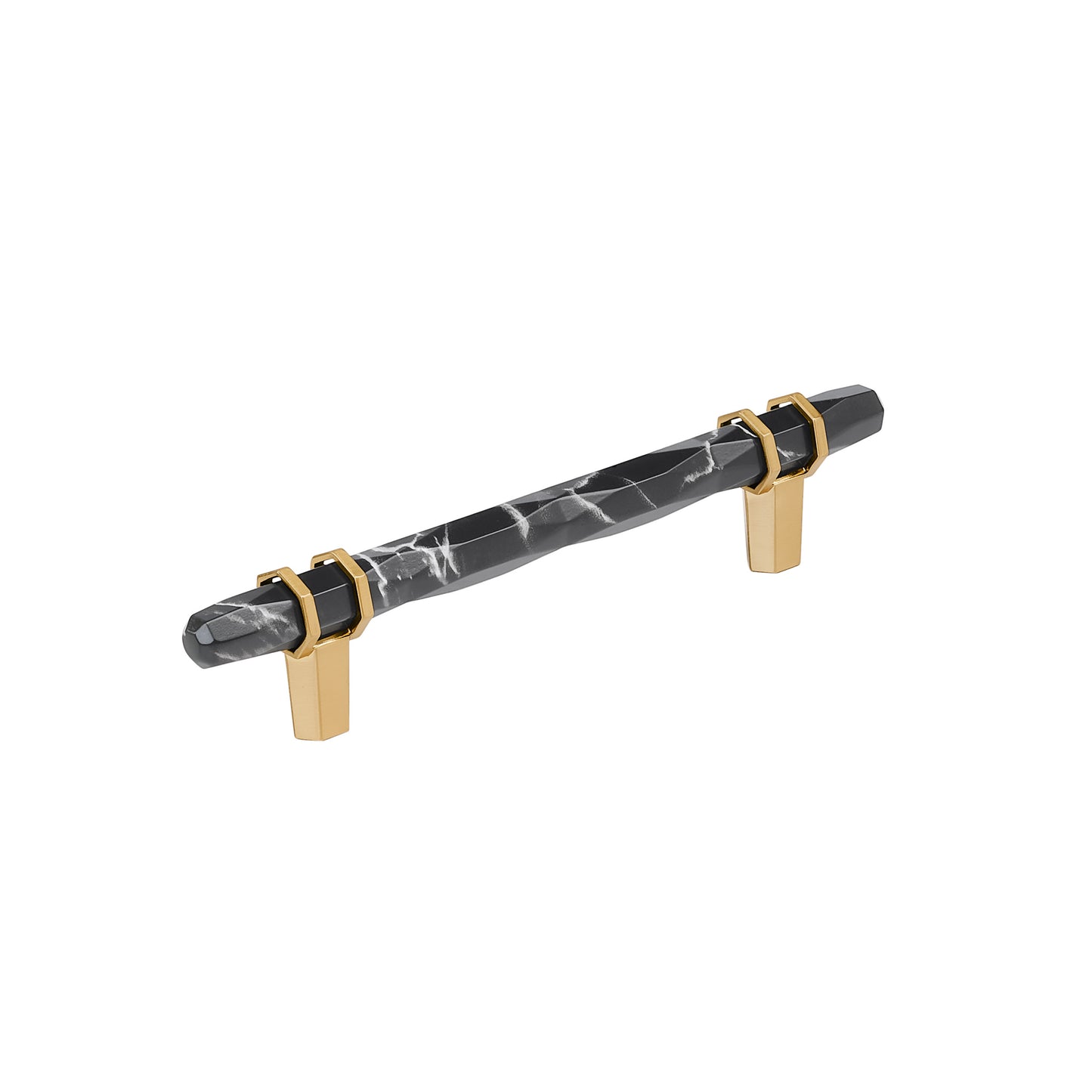 Amerock Carrione Pull - 5-1/16 inch (128mm) CTC - Marble Black/Champagne Bronze