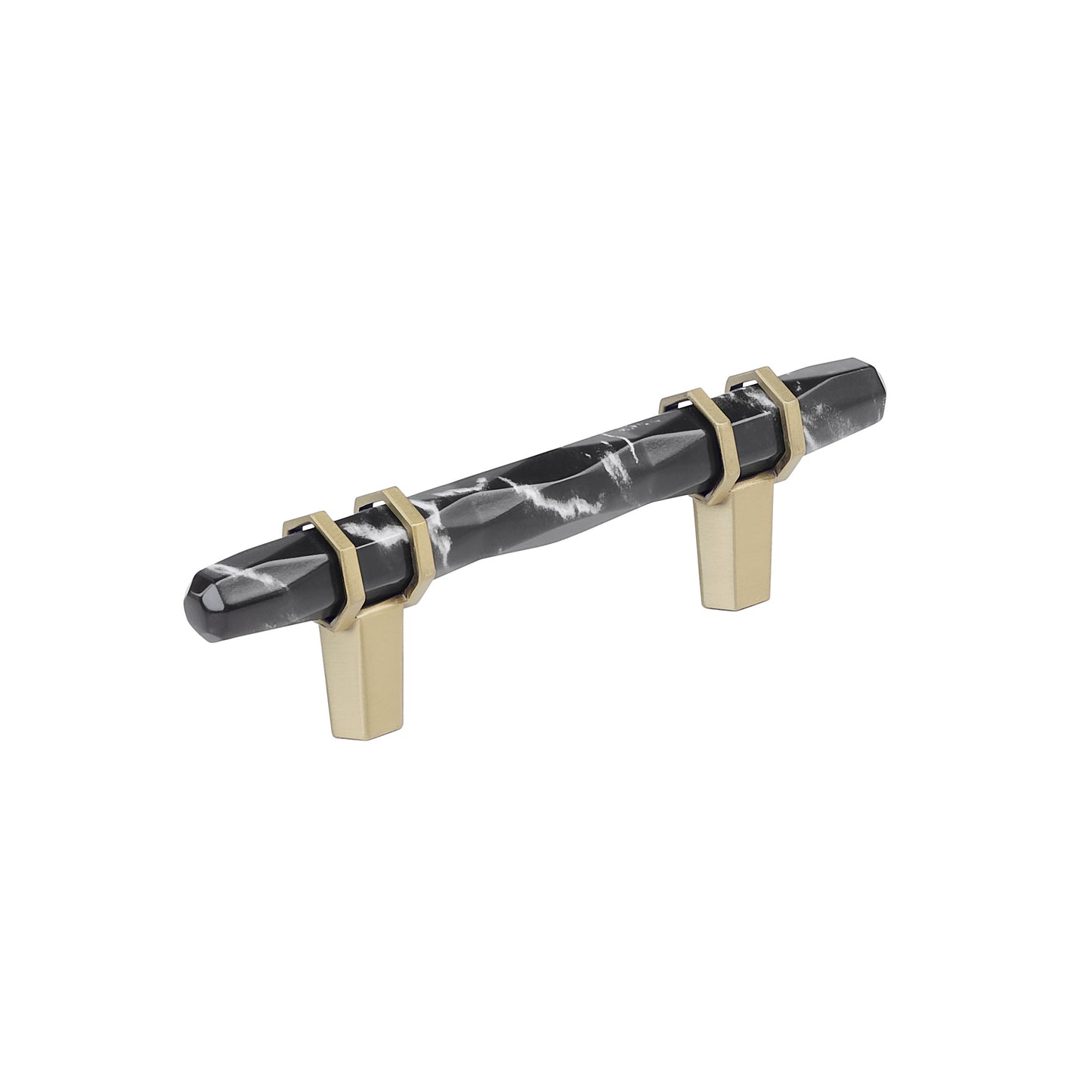 Amerock Carrione Pull - 3 inch (76mm) CTC - Marble Black/Golden Champagne