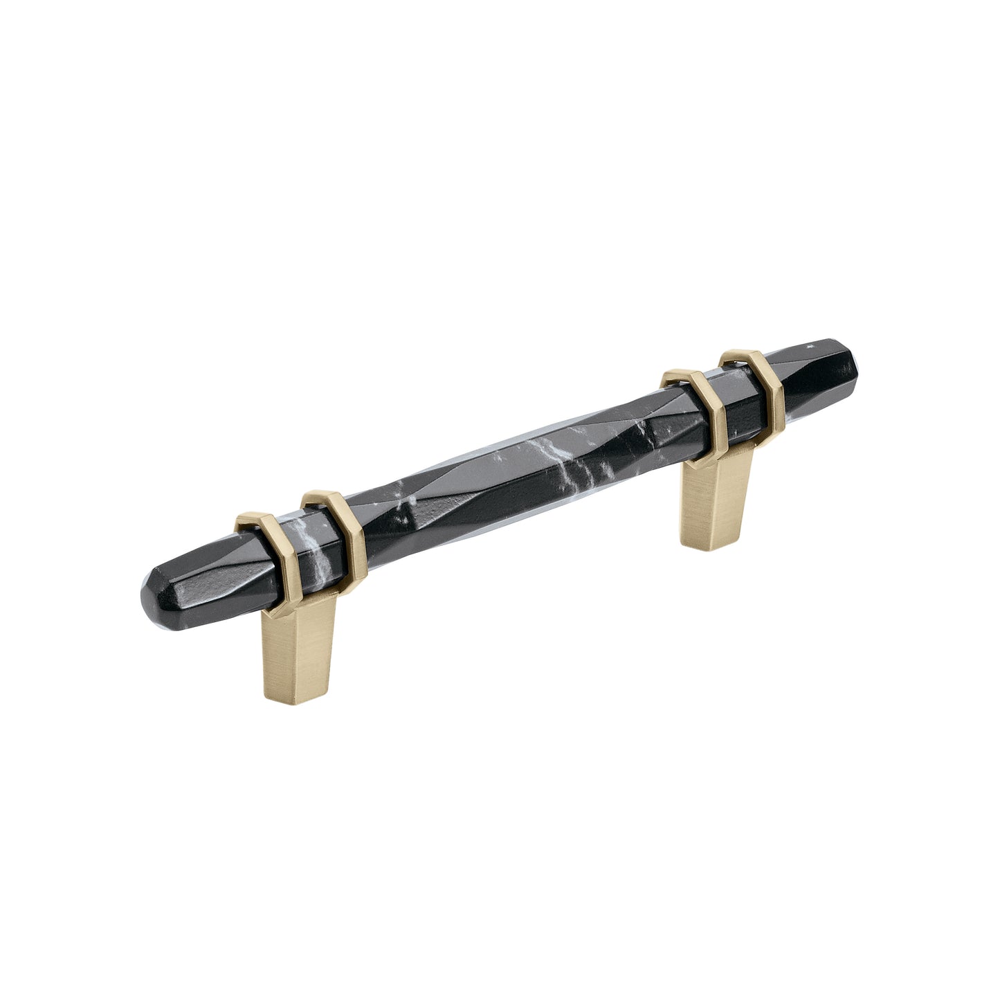 Amerock Carrione Pull - 3-3/4 inch (96mm) CTC - Marble Black/Golden Champagne