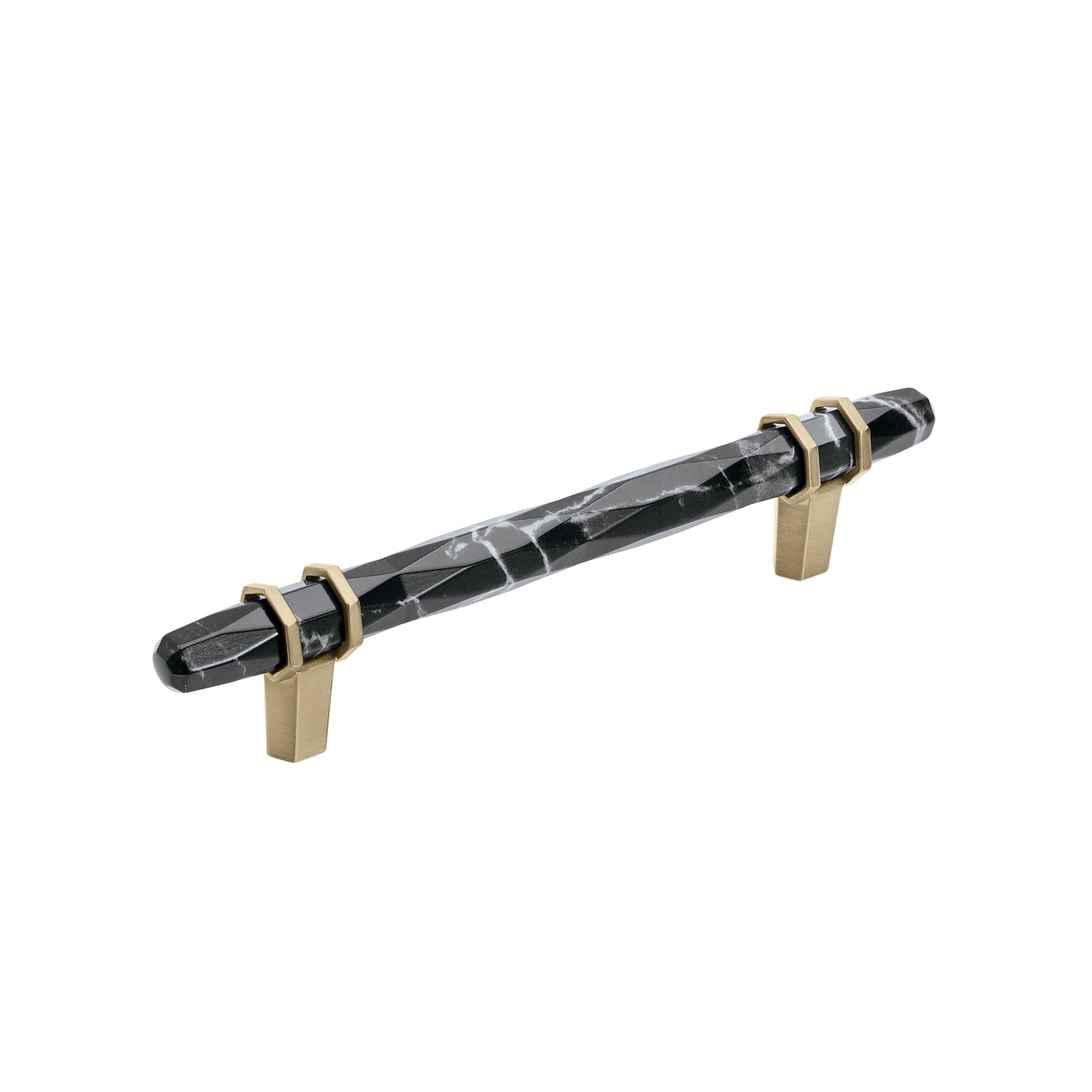 Amerock Carrione Pull - 5-1/16 inch (128mm) CTC - Marble Black/Golden Champagne