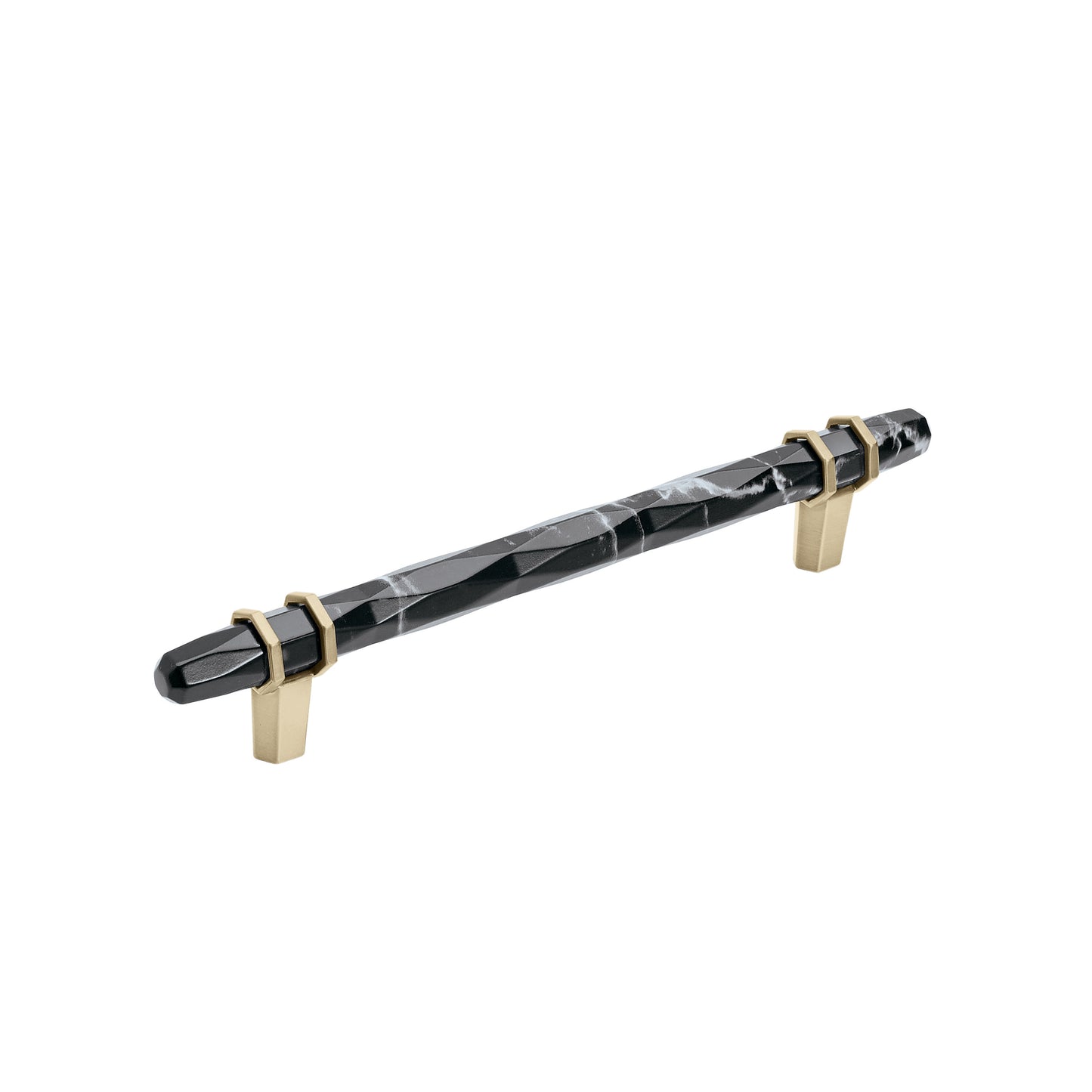 Amerock Carrione Pull - 6-5/16 inch (160mm) CTC - Marble Black/Golden Champagne