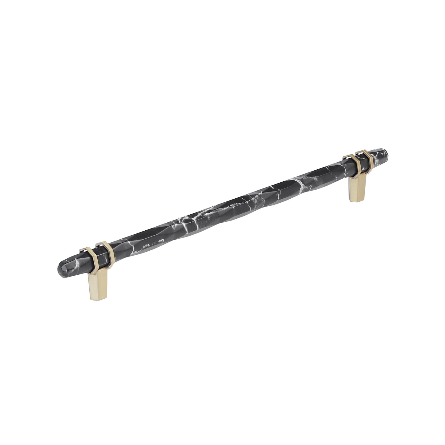 Amerock Carrione Pull - 10-1/16 inch (256mm) CTC - Marble Black/Golden Champagne