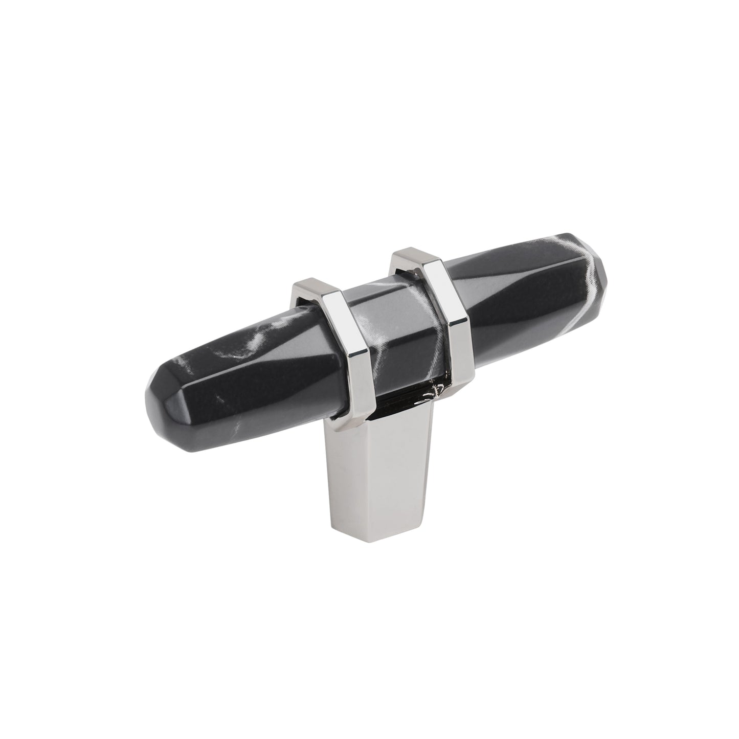 Amerock Carrione Knob - 2-1/2 inch (64mm) Length - Marble Black/Polished Chrome