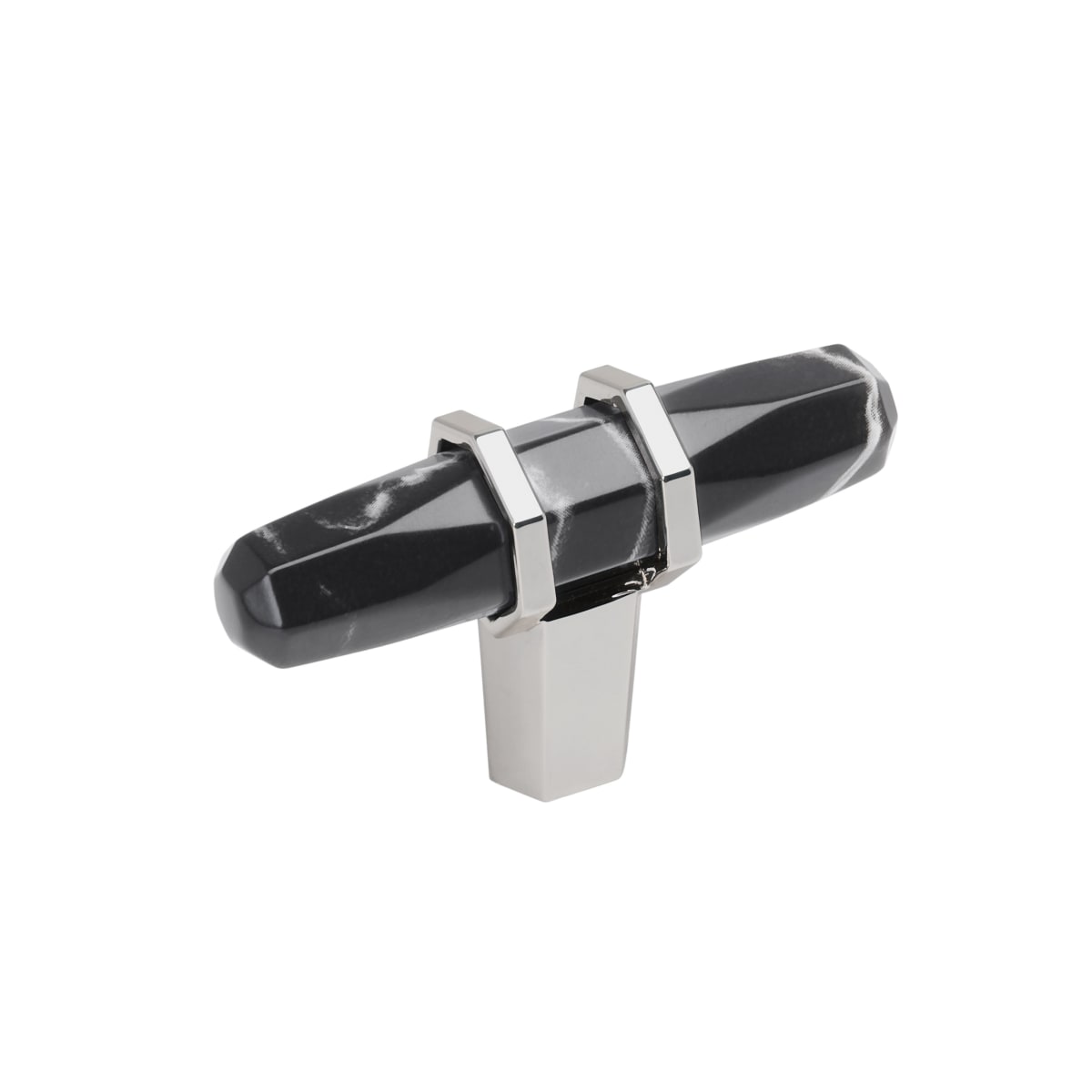 Amerock Carrione Cabinet Knob - Marble Black/Polished Chrome